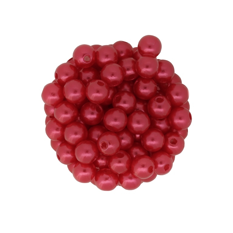 ACRYLIC IMITATION PLASTIC PEARLS - BALL - 8mm RED - PACKAGE 500g Hole-2.5mm (2100 pcs.)