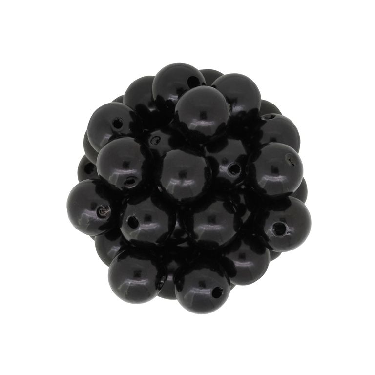 ACRYLIC IMITATION PLASTIC PEARLS - BALL - 12mm BLACK 03 - PACKAGE 500g Hole-2.5mm (580pcs.)