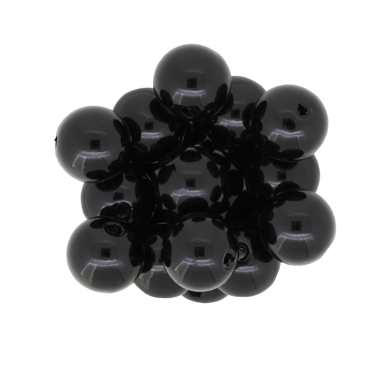 ACRYLIC IMITATION PLASTIC PEARLS - BALL - 16mm BLACK 03 - PACKAGE 500g Hole-3.5mm (250pcs.)