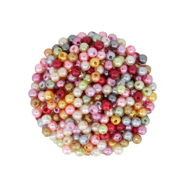 ACRYLIC IMITATION PLASTIC PEARLS - BALL - 4mm MIX 01 - 50g Hole-1.5mm (1800pcs.)