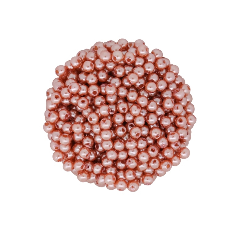 ACRYLIC IMITATION PLASTIC PEARLS - BALL - 4mm PEACH (DARK) 20 - 50g Hole-1.5mm (1800pcs.)