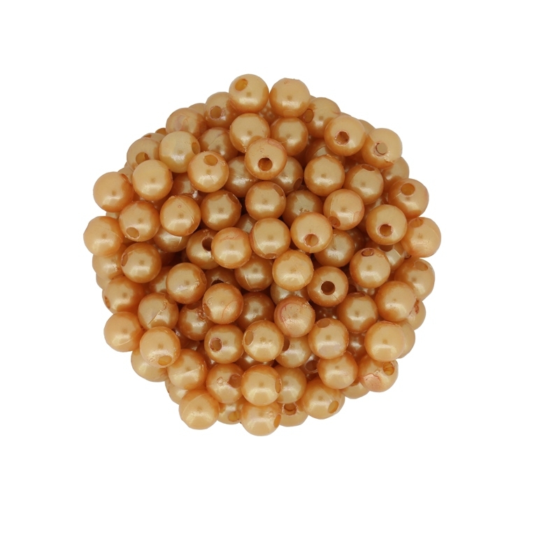 ACRYLIC IMITATION PLASTIC PEARLS - BALL - 6mm GOLD (DARK) 43 - 50g Hole-1.8mm (500pcs.)