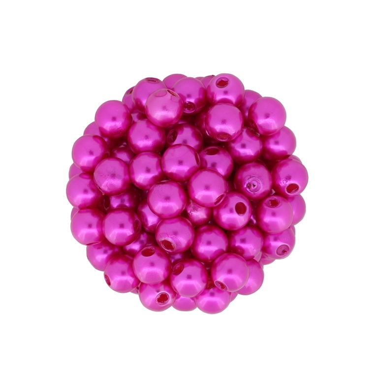 ACRYLIC IMITATION PLASTIC PEARLS - BALL - 8mm CYCLAMEN 12 - PACKAGE 500g Hole-2.5mm (2100pcs.)