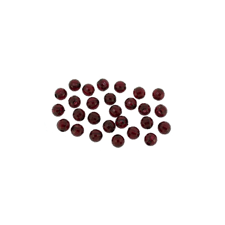 TRANSPARENT PLASTIC BEADS - BALL FACETED - 6mm BORDEAUX V66 - 50g Hole-1.8mm (420pcs.)