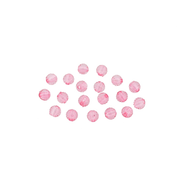 TRANSPARENT PLASTIC BEADS - BALL FACETED - 6mm PINK V04 - 50g Hole-1.8mm (440pcs.)