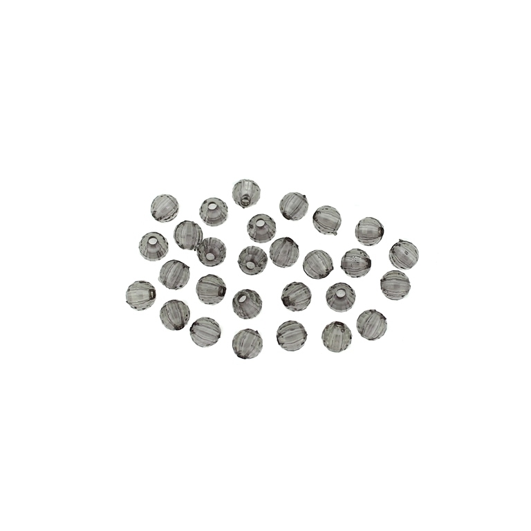 TRANSPARENT PLASTIC BEADS - BALL FACETED - 6mm GRAY V70 - 50g Hole-1.8mm (420pcs.)