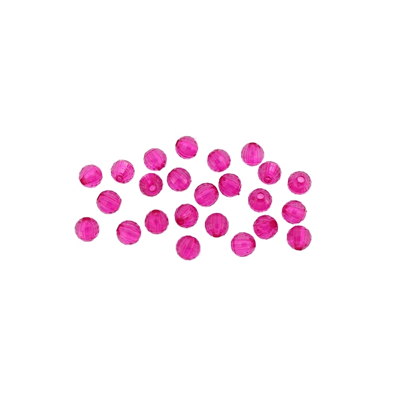 TRANSPARENT PLASTIC BEADS - BALL FACETED - 6mm CYCLAMEN PINK V08 - 50g Hole-1.8mm (415pcs.)