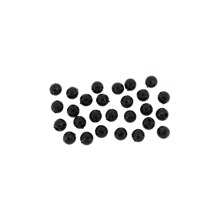 TRANSPARENT PLASTIC BEADS - BALL FACETED - 6mm BLACK V72 - PACKAGE 500g Hole-1.8mm (4200pcs.)