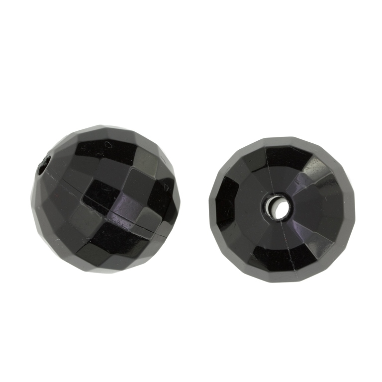 TRANSPARENT PLASTIC BEADS - BALL FACETED - 30mm BLACK V72 - 50g Hole-4.5mm (3pcs.)