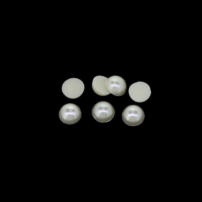 ADHESIVE BEADS - PLASTIC PEARLS - HEMISPHERE - 7x3mm ECRU 16 - PACKAGE 250g (2600pcs.)