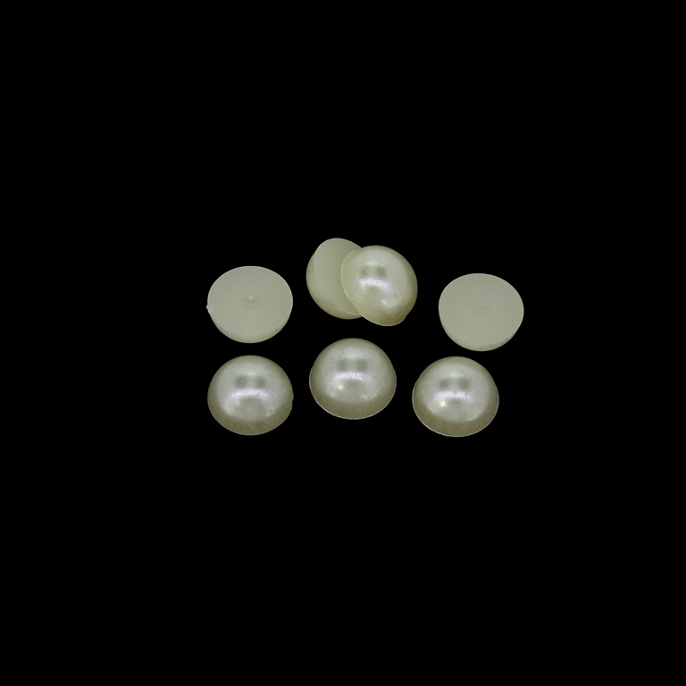 ADHESIVE BEADS - PLASTIC PEARLS - HEMISPHERE - 8x4mm ECRU 14 - PACKAGE 250g (1880pcs.)