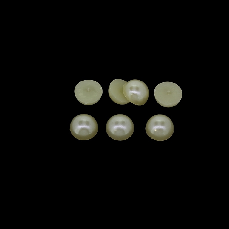 ADHESIVE BEADS - PLASTIC PEARLS - HEMISPHERE - 8x4mm ECRU 18 - PACKAGE 250g (1880pcs.)