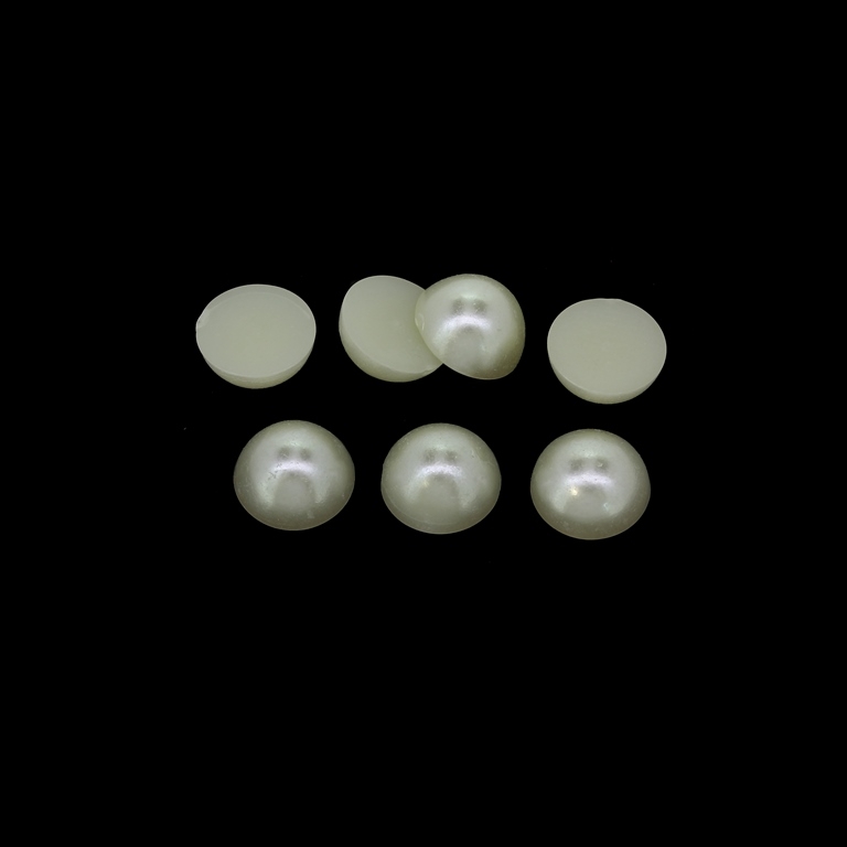 ADHESIVE BEADS - PLASTIC PEARLS - HEMISPHERE - 9x4.5mm ECRU 17 - PACKAGE 250g (1250pcs.)