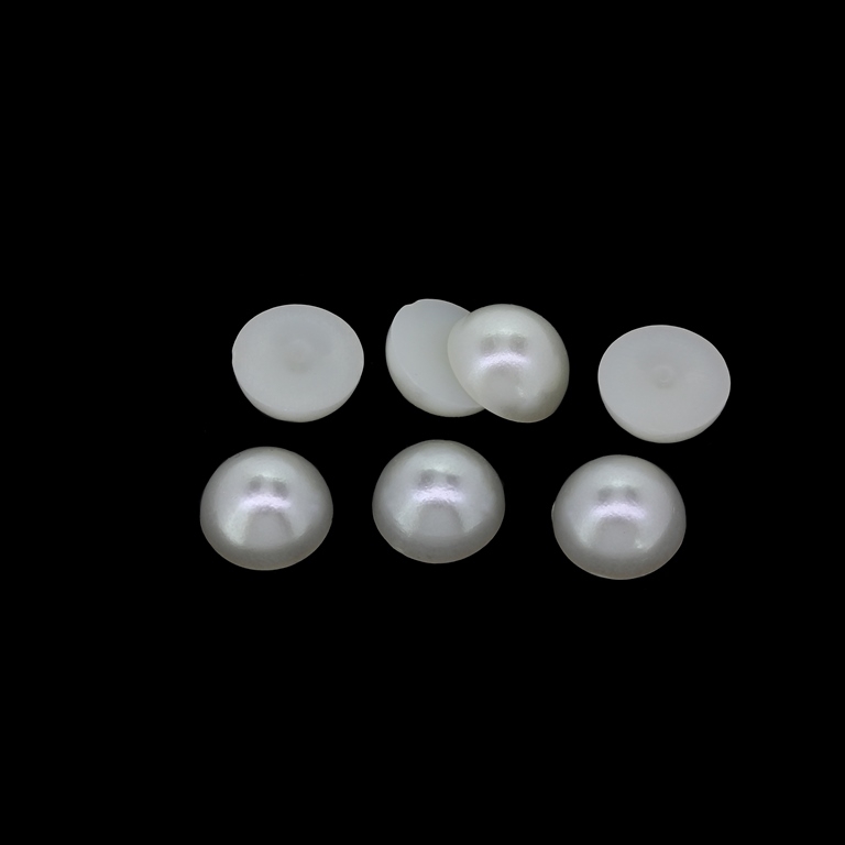 ADHESIVE BEADS - PLASTIC PEARLS - HEMISPHERE - 10x5mm WHITE 09 - PACKAGE 250g (870pcs.)