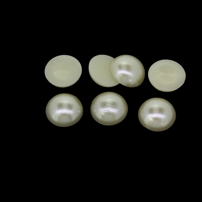 ADHESIVE BEADS - PLASTIC PEARLS - HEMISPHERE - 12x4.5mm ECRU 17 - PACKAGE 250g (700pcs.)