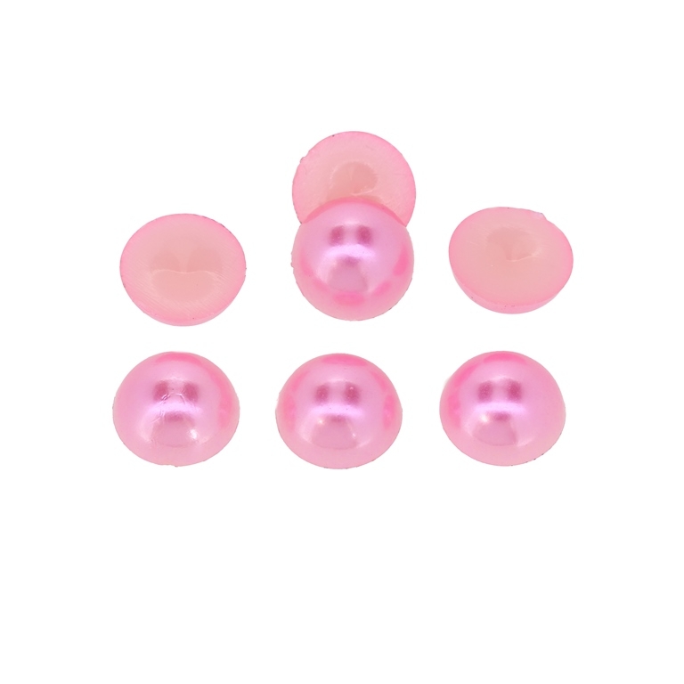 ADHESIVE BEADS - PLASTIC PEARLS - HEMISPHERE - 12x5mm PINK 31 - PACKAGE 250g (630pcs.)