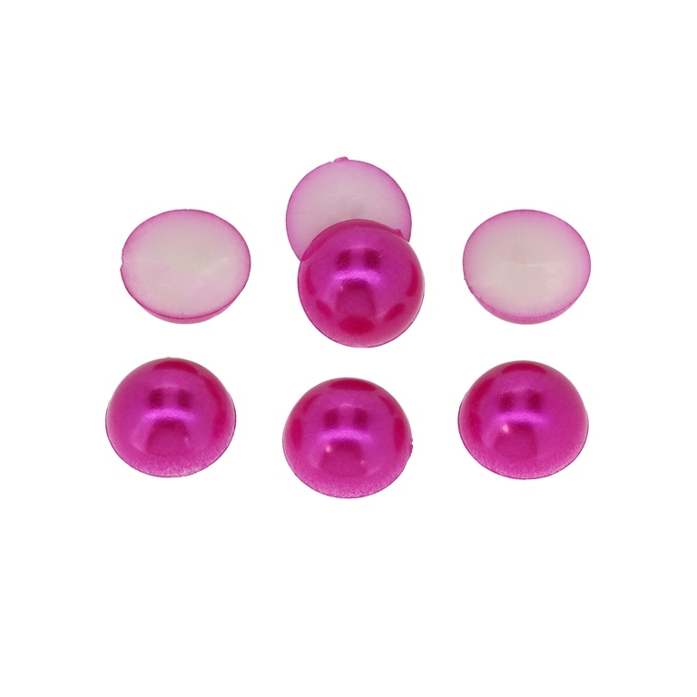 ADHESIVE BEADS - PLASTIC PEARLS - HEMISPHERE - 12x5mm CYCLAMEN 32 - PACKAGE 250g (630pcs.)