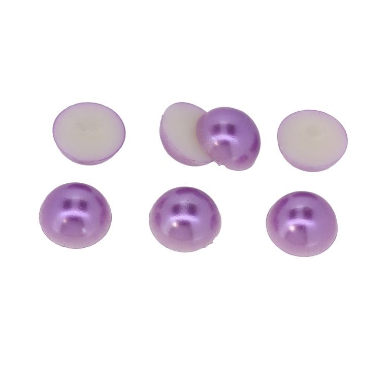 ADHESIVE BEADS - PLASTIC PEARLS - HEMISPHERE - 12x5mm PURPLE 33 - PACKAGE 250g (630pcs.)