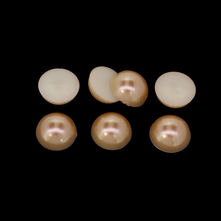 ADHESIVE BEADS - PLASTIC PEARLS - HEMISPHERE - 12x5mm GOLD (LIGHT) 34 - PACKAGE 250g (630pcs.)