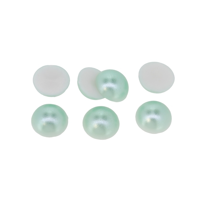 ADHESIVE BEADS - PLASTIC PEARLS - HEMISPHERE - 12x5mm MINT 35 - PACKAGE 250g (600pcs.)