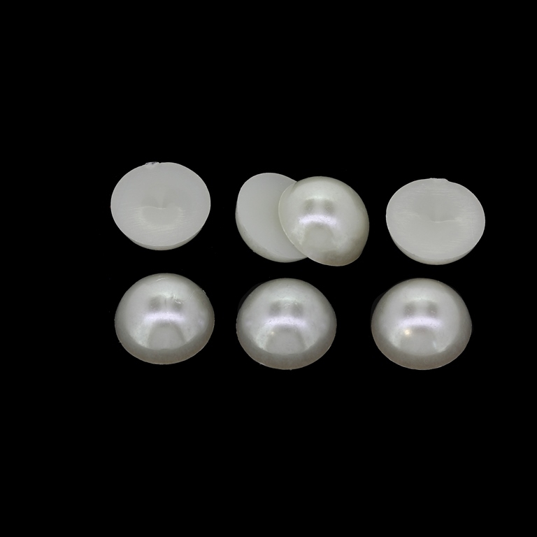 ADHESIVE BEADS - PLASTIC PEARLS - HEMISPHERE - 12x5mm WHITE 04 - 20g (52 pcs.)