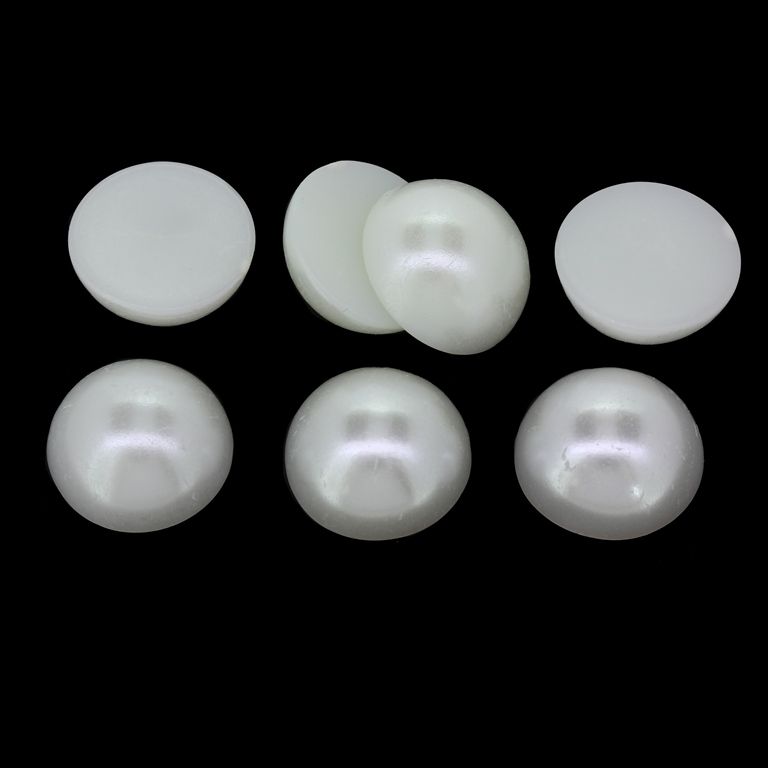 ADHESIVE BEADS - PLASTIC PEARLS - HEMISPHERE - 16x7mm WHITE 09 - PACKAGE 250g (260pcs.)