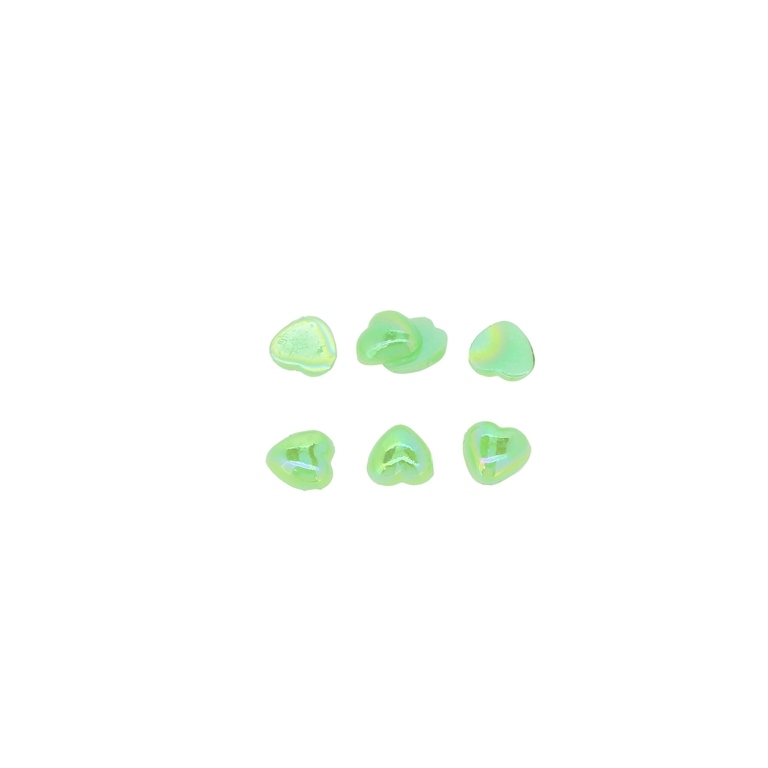 ADHESIVE BEADS - PLASTIC PEARLS - HEART - 6x6x2mm GREEN AB 26 - 20g (580 pcs.)