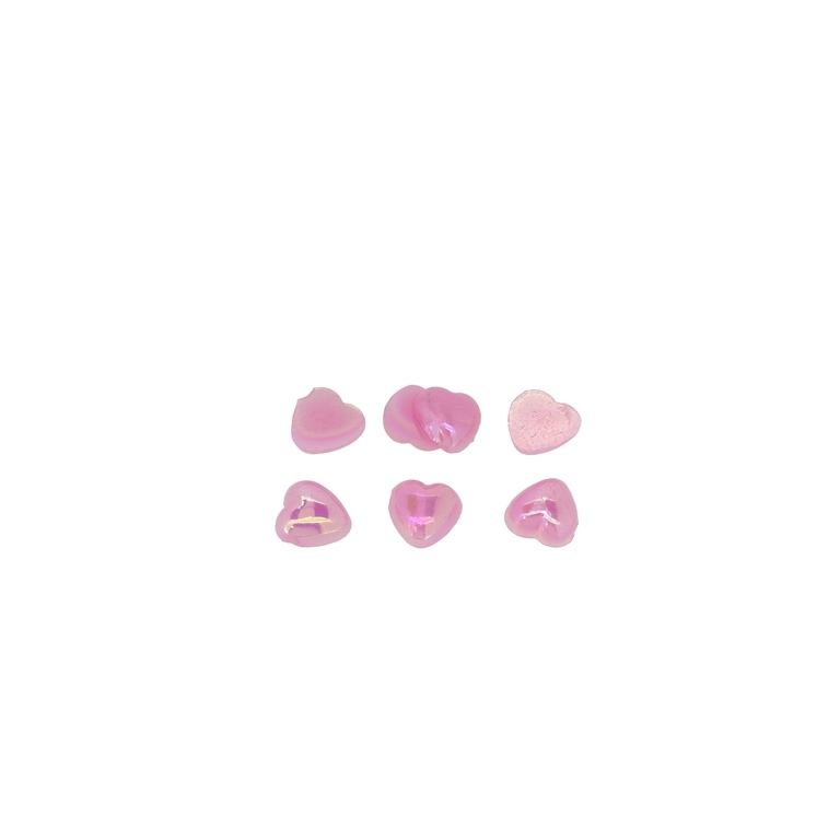 ADHESIVE BEADS - PLASTIC PEARLS - HEART - 6x6x2mm PINK AB 37 - 20g (580 pcs.)