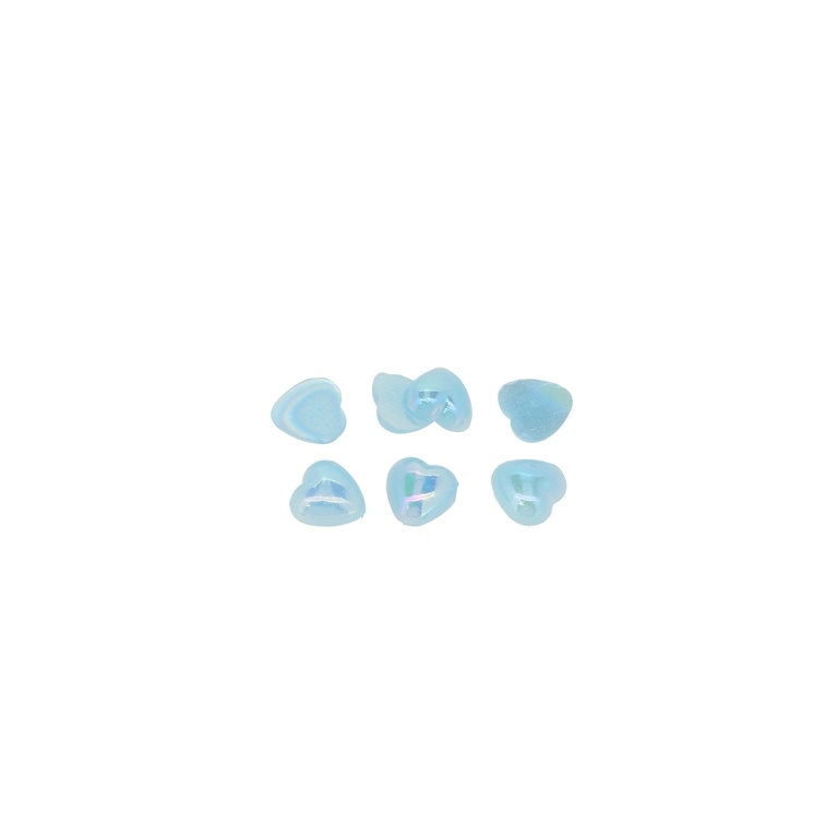 ADHESIVE BEADS - PLASTIC PEARLS - HEART - 6x6x2mm BLUE AB 39 - 20g (580 pcs.)