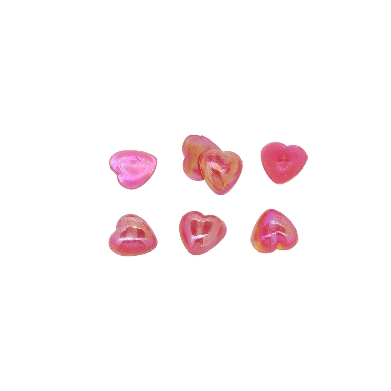 ADHESIVE BEADS - PLASTIC PEARLS - HEART - 8x8x3mm CORAL AB 27 - PACKAGE 250g (2600pcs.)