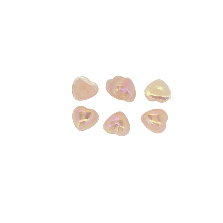 ADHESIVE BEADS - PLASTIC PEARLS - HEART - 8x8x3mm PEACH AB 38 - PACKAGE 250g (2600pcs.)