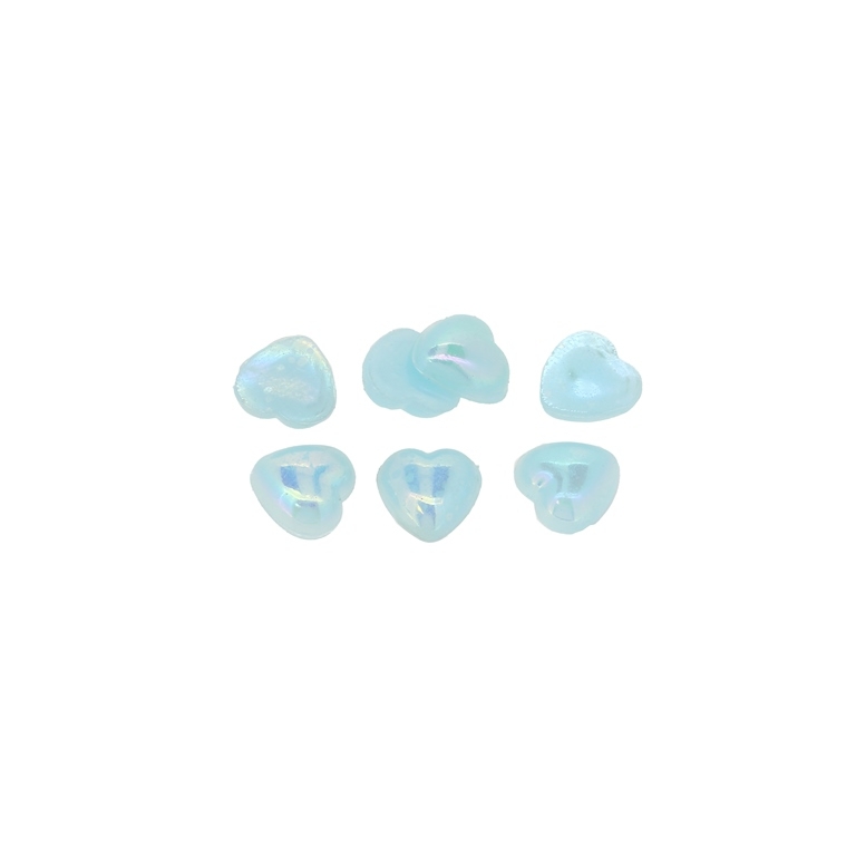 ADHESIVE BEADS - PLASTIC PEARLS - HEART - 8x8x3mm BLUE AB 39 - PACKAGE 250g (2600pcs.)