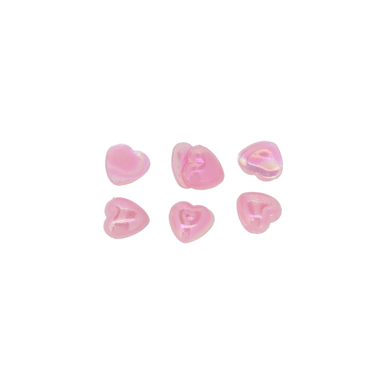 ADHESIVE BEADS - PLASTIC PEARLS - HEART - 8x8x3mm PINK AB 42 - 20g (208 pcs.)