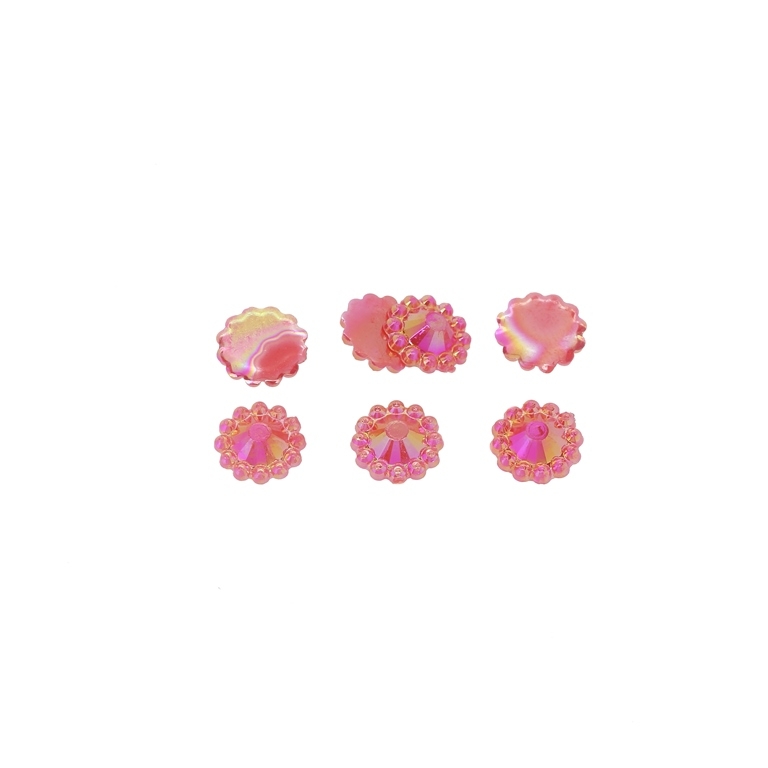 ADHESIVE BEADS - PLASTIC PEARLS - FLOWERS FACETED - 8x2mm CORAL AB 27 - PACKAGE 250g (4750pcs.)