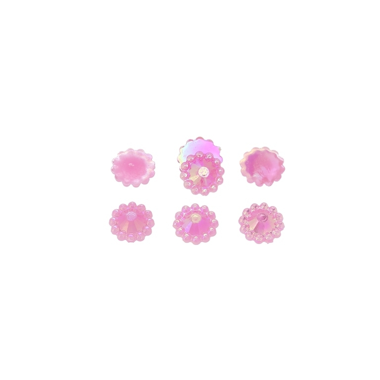 ADHESIVE BEADS - PLASTIC PEARLS - FLOWERS FACETED - 8x2mm PINK AB 37 - PACKAGE 250g (4750pcs.)