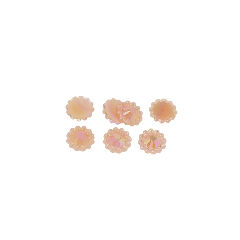 ADHESIVE BEADS - PLASTIC PEARLS - FLOWERS FACETED - 8x2mm PEACH AB 38 - PACKAGE 250g (4750pcs.)