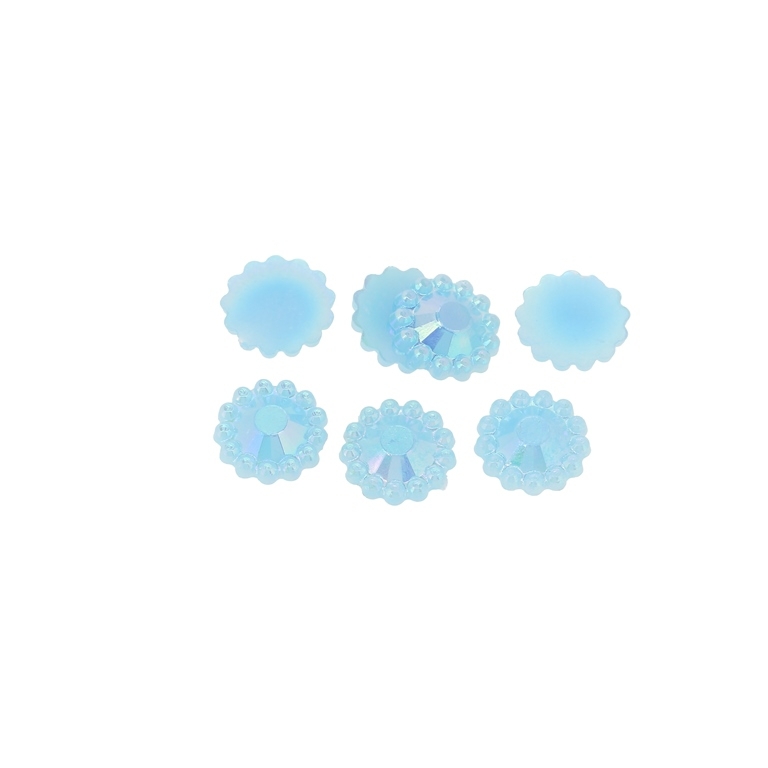 ADHESIVE BEADS - PLASTIC PEARLS - FLOWERS FACETED - 10x2.5mm BLUE AB 39 - PACKAGE 250g (2470pcs.)