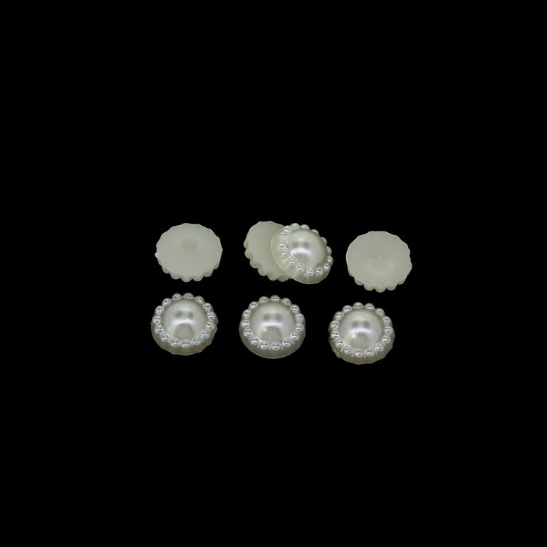 ADHESIVE BEADS - PLASTIC PEARLS - FLOWERS - 8x3.5mm ECRU 12 - PACKAGE 250g (2520pcs.)