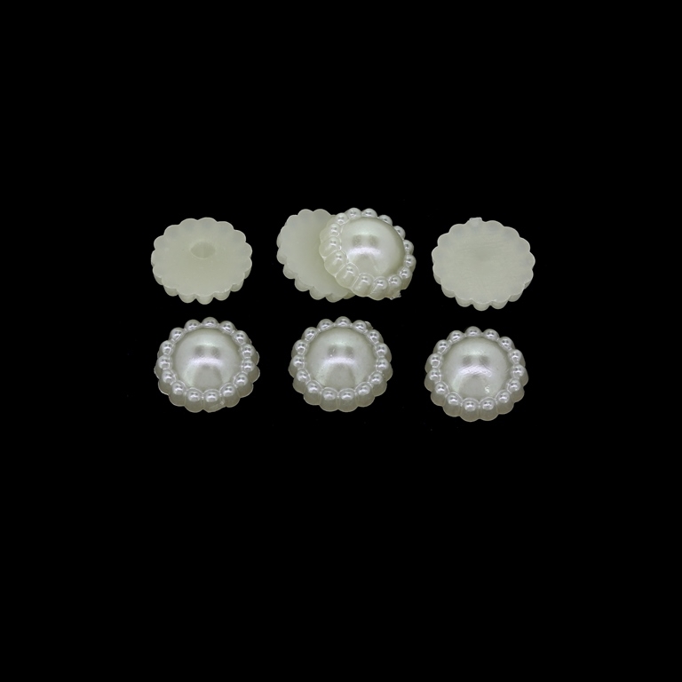 ADHESIVE BEADS - PLASTIC PEARLS - FLOWERS - 10x4mm ECRU 12 - PACKAGE 250g (1450pcs.)