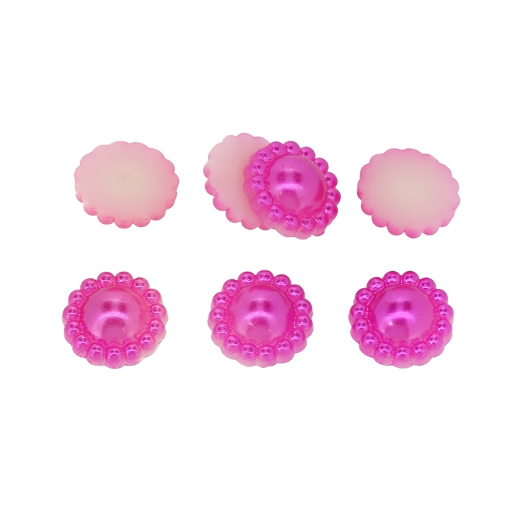 ADHESIVE BEADS - PLASTIC PEARLS - FLOWERS - 13x5mm CYCLAMEN (LIGHT) 43 - PACKAGE 250g (710pcs.)