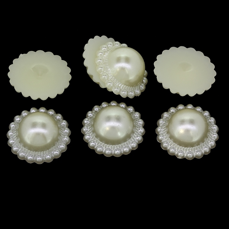 ADHESIVE BEADS - PLASTIC PEARLS - FLOWERS - 18x7mm ECRU 14 - 20g (25 pcs.)