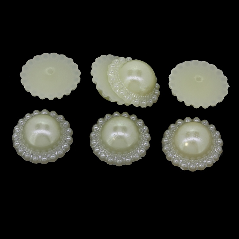 ADHESIVE BEADS - PLASTIC PEARLS - FLOWERS - 18x7mm ECRU 15 - PACKAGE 250g (300pcs.)