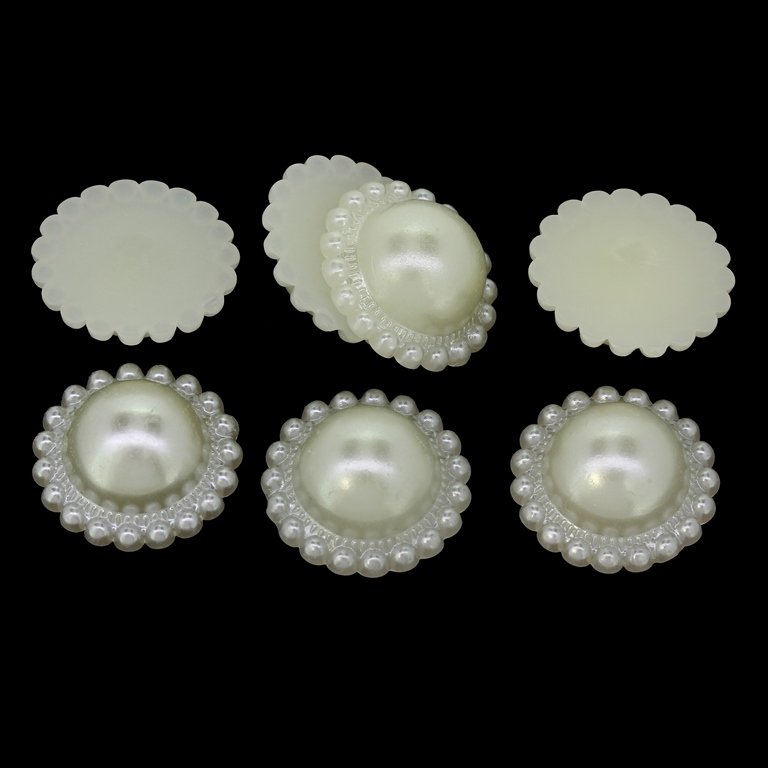 ADHESIVE BEADS - PLASTIC PEARLS - FLOWERS - 19x8mm ECRU 17 - 20g (18 pcs.)