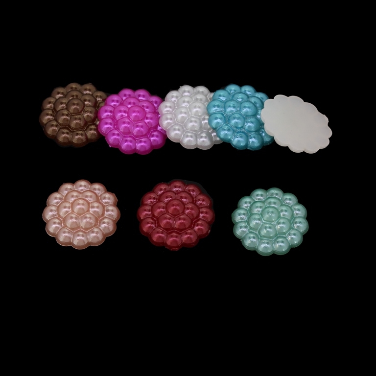 ADHESIVE BEADS - PLASTIC PEARLS - RASPBERRY - 13x4mm MIX 46 - 20g (62 pcs.)