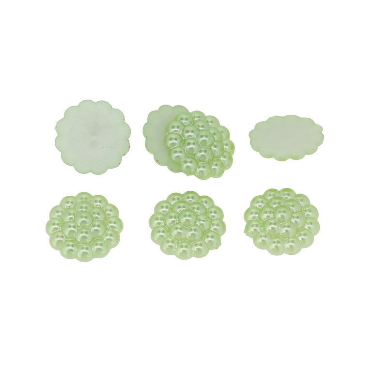 ADHESIVE BEADS - PLASTIC PEARLS - RASPBERRY - 13x4mm GREEN 21 - PACKAGE 250g (780pcs.)