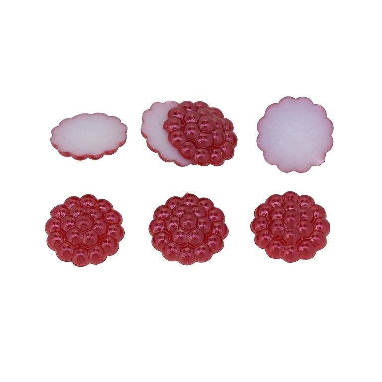 ADHESIVE BEADS - PLASTIC PEARLS - RASPBERRY - 13x4mm RED (LIGHT) 60 - 20g (62 pcs.)