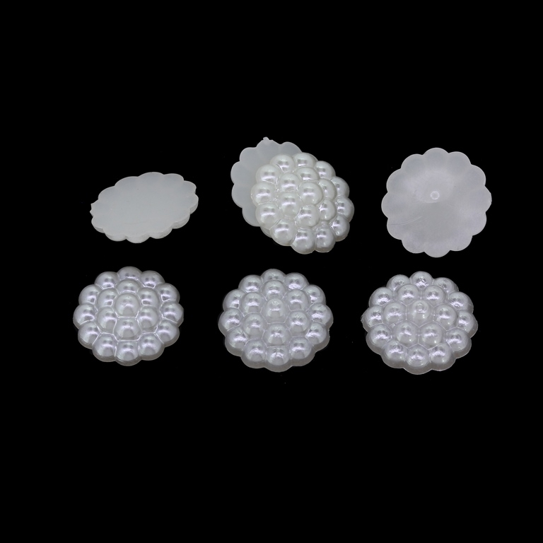 ADHESIVE BEADS - PLASTIC PEARLS - RASPBERRY - 13x4mm WHITE 08 - PACKAGE 250g (780pcs.)