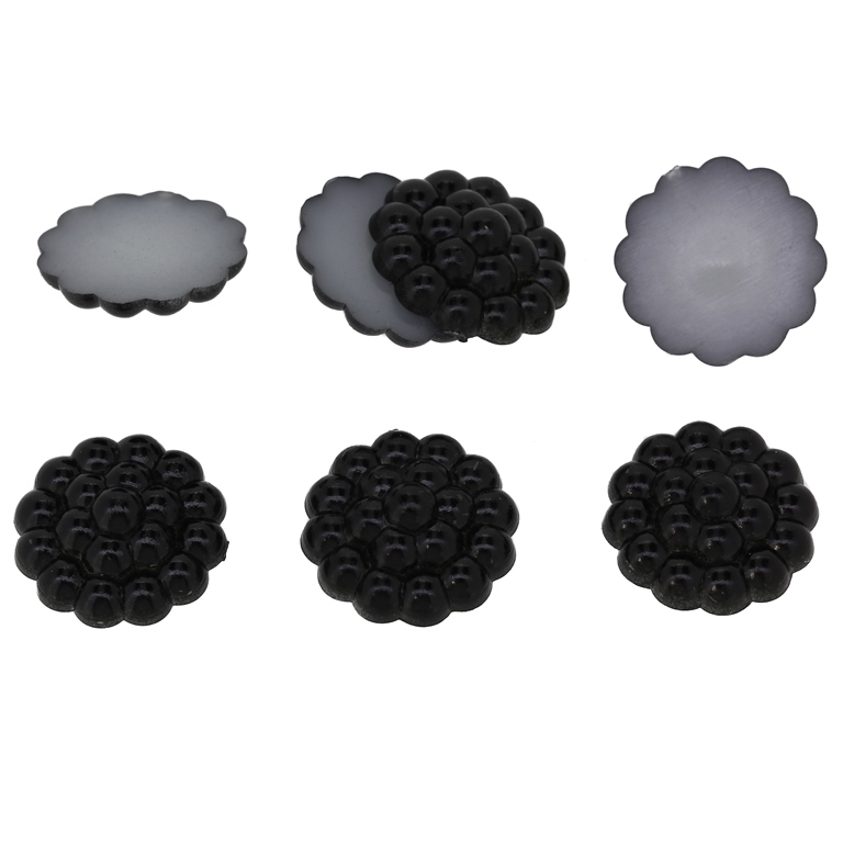 ADHESIVE BEADS - PLASTIC PEARLS - RASPBERRY - 16x5mm BLACK 24 - PACKAGE 250g (430pcs.)