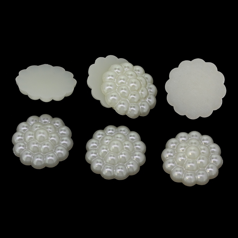 ADHESIVE BEADS - PLASTIC PEARLS - RASPBERRY - 16x5mm ECRU 14 - PACKAGE 250g (430pcs.)