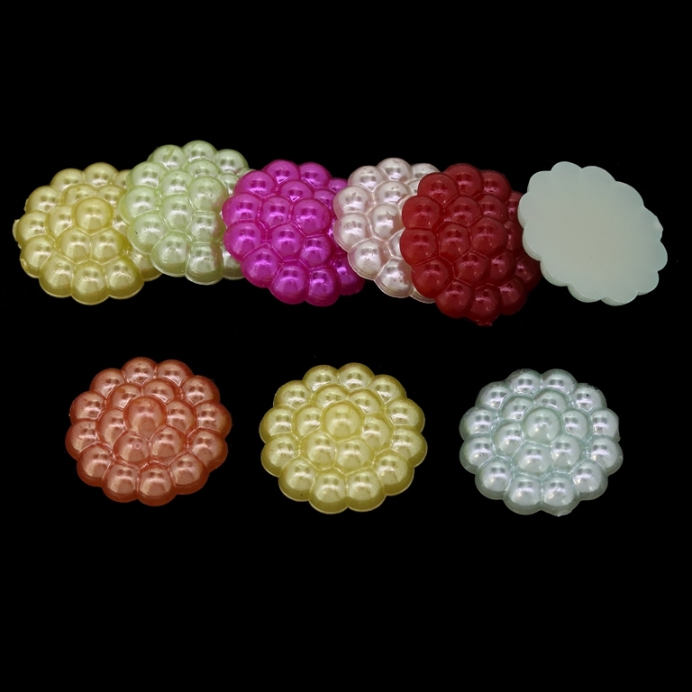 ADHESIVE BEADS - PLASTIC PEARLS - RASPBERRY - 16x5mm MIX 46 - 20g (34 pcs.)